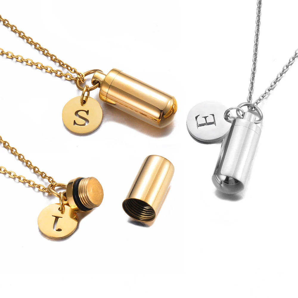Cremation Urn Initial Charm Necklace