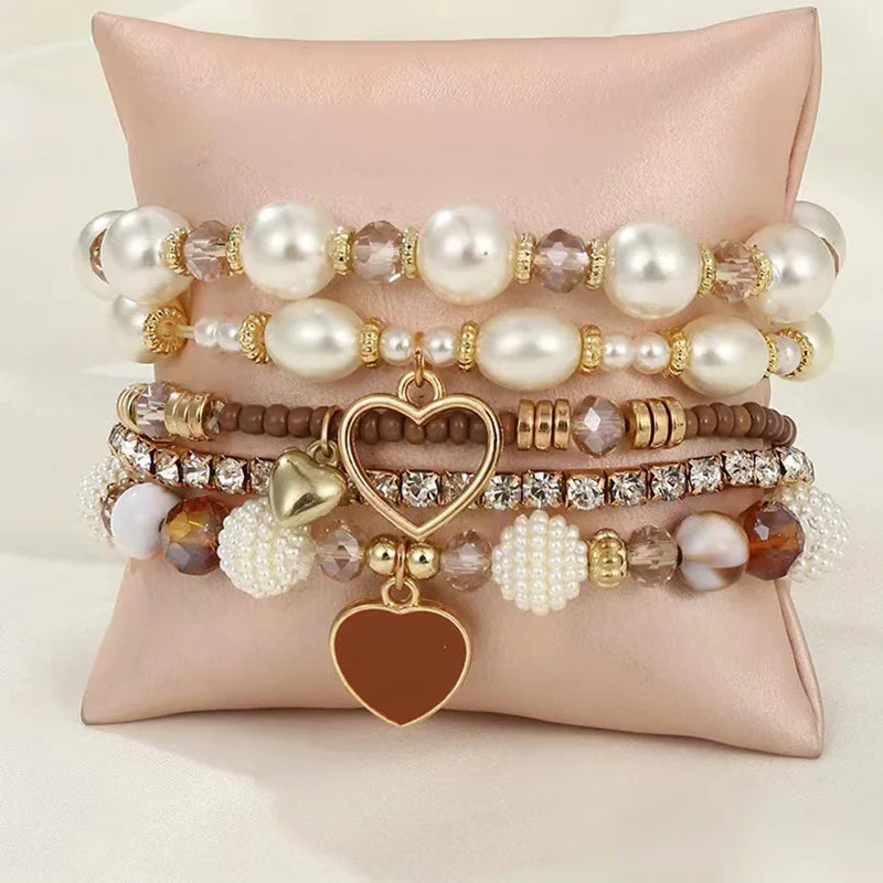 5 PCS Boho Heart Bracelet Set