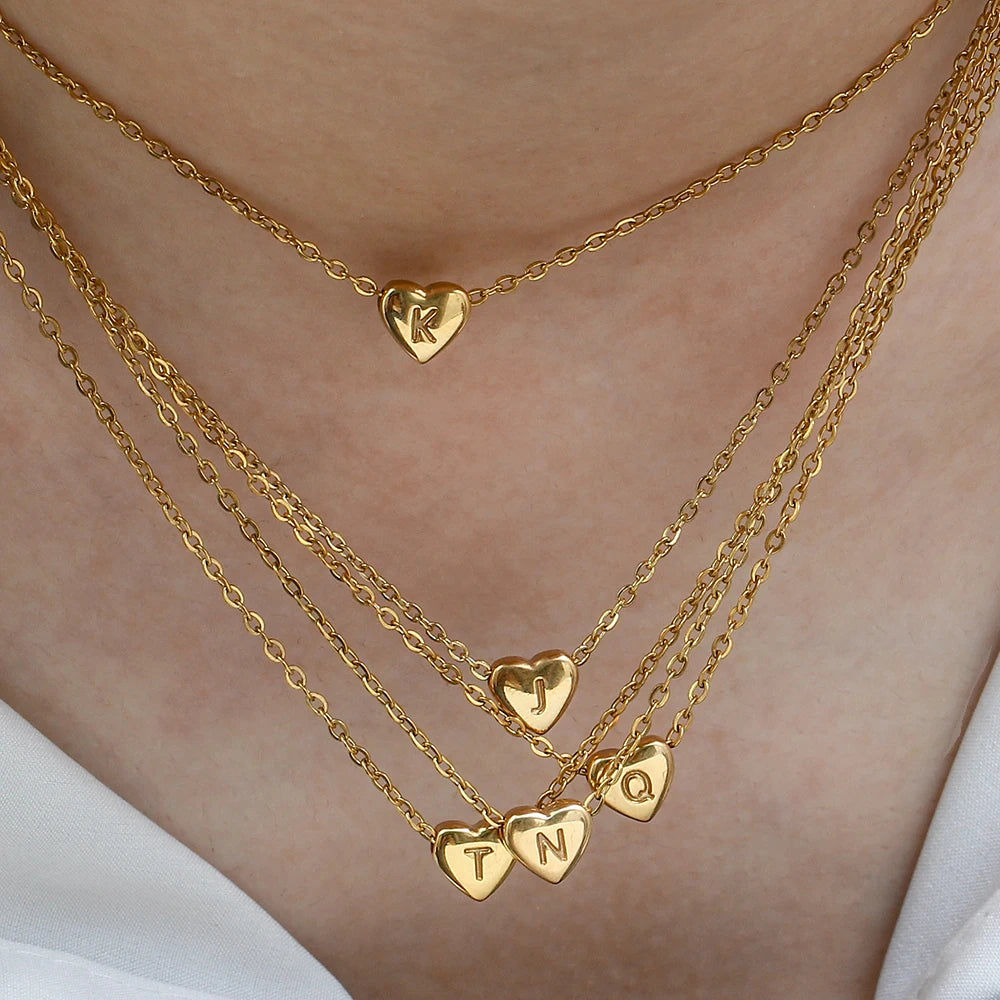 Small Heart Letter Necklace