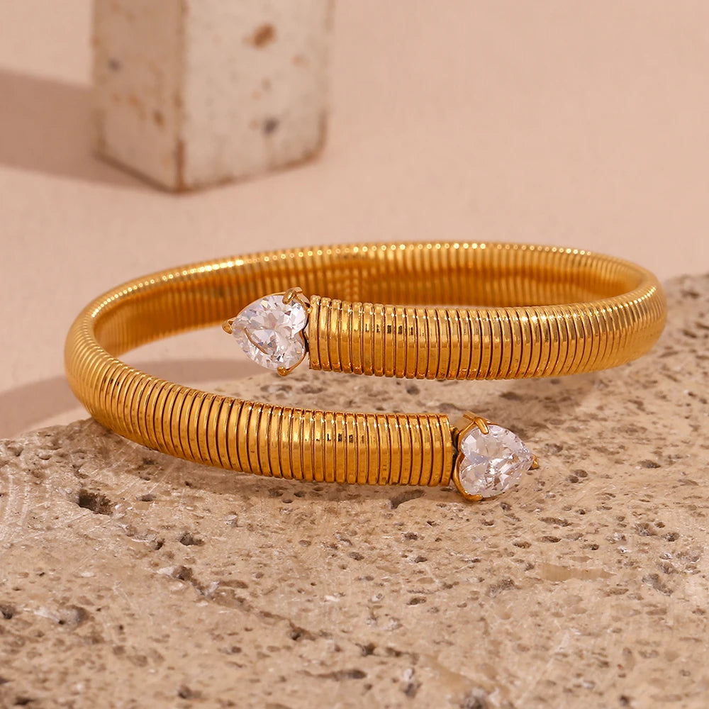 Striped Zircon Heart Bracelet