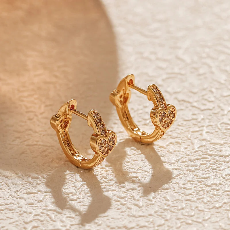 Inlaid Heart Hoop Earrings