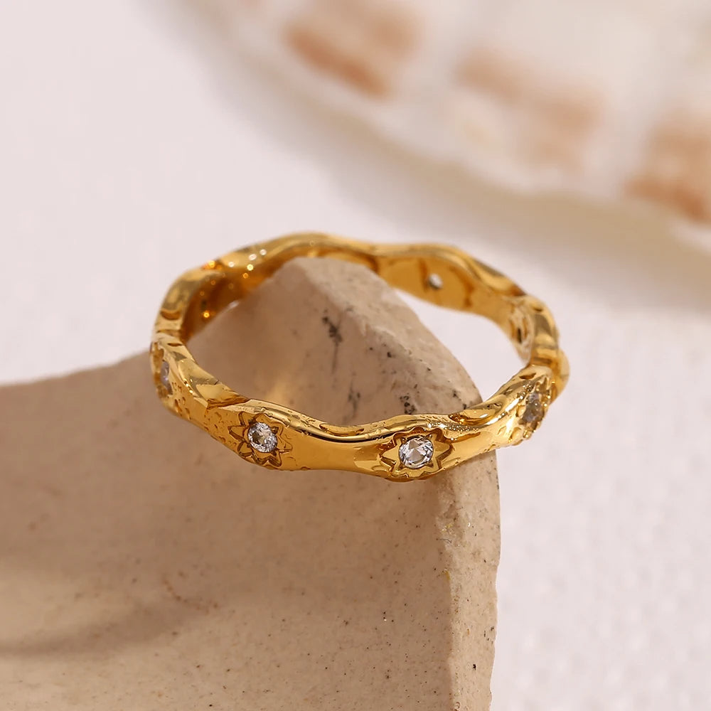 Rhinestone Eight Star Ring