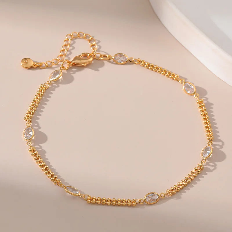 Oval Crystal Ankle Bracelet