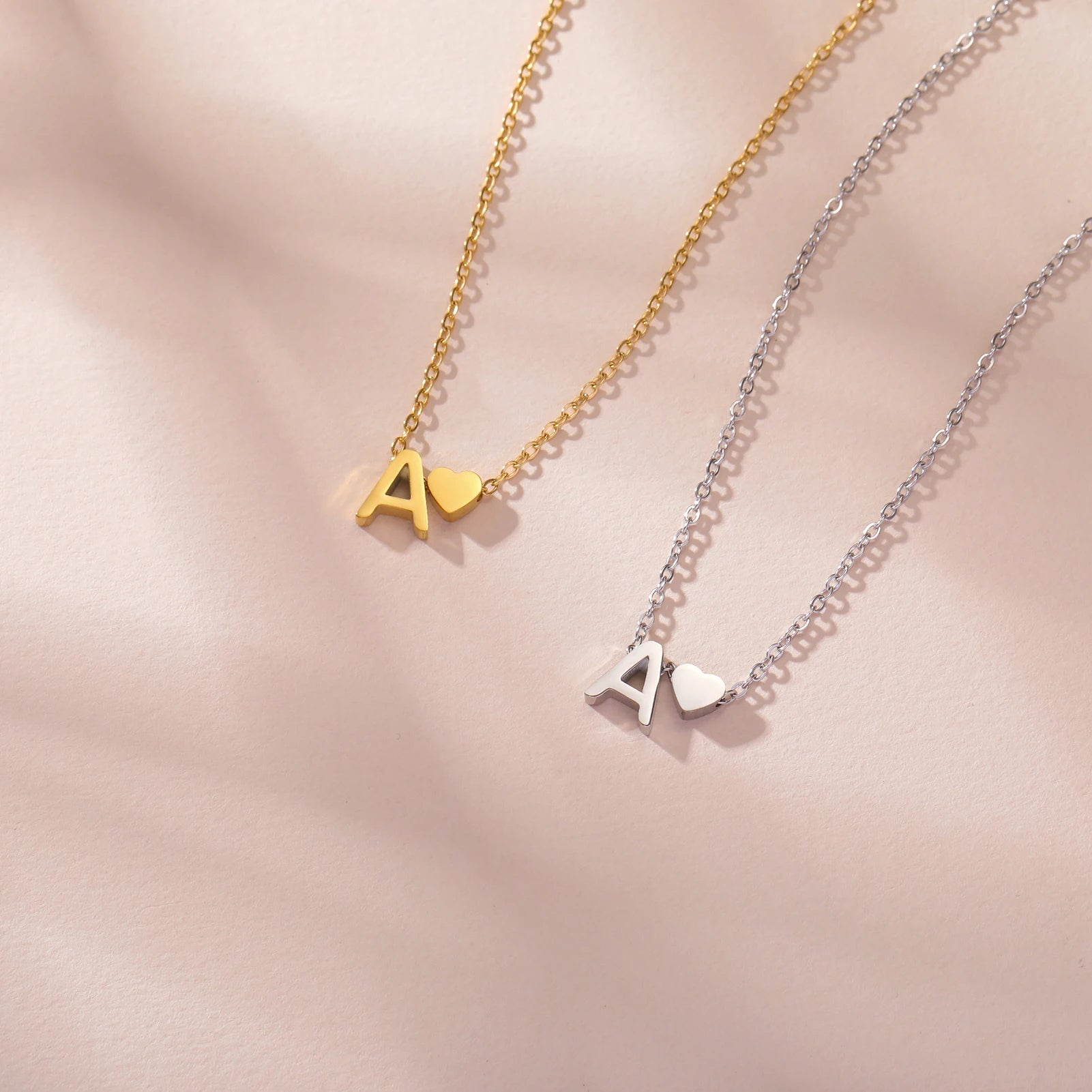 Dainty Heart Initial Necklace