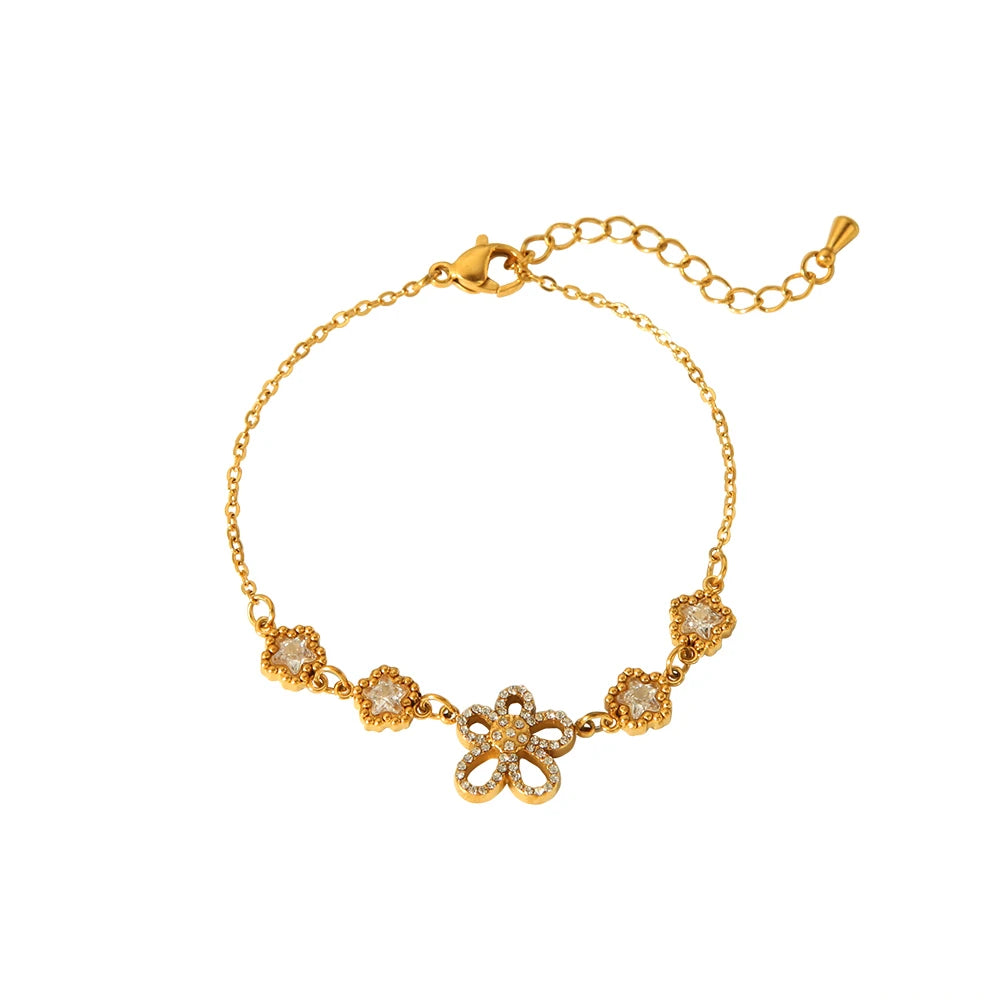 Paved Flower Charm Bracelet
