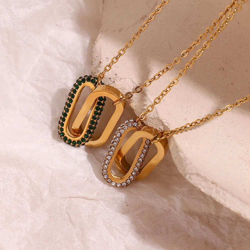 Rhinestone Paperclip Necklace