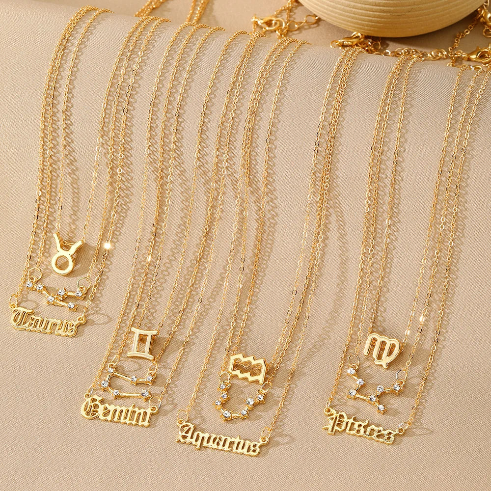 3 PCS Constellation Pendant Necklace