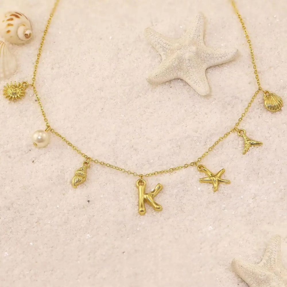 Gold Ocean Letter Necklace