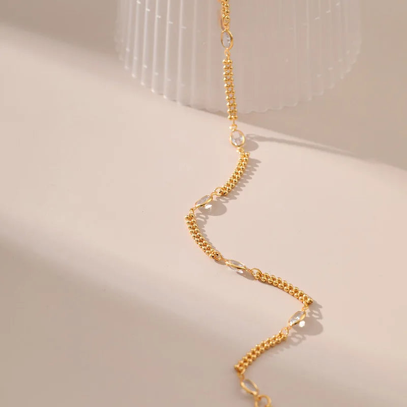 Oval Crystal Ankle Bracelet
