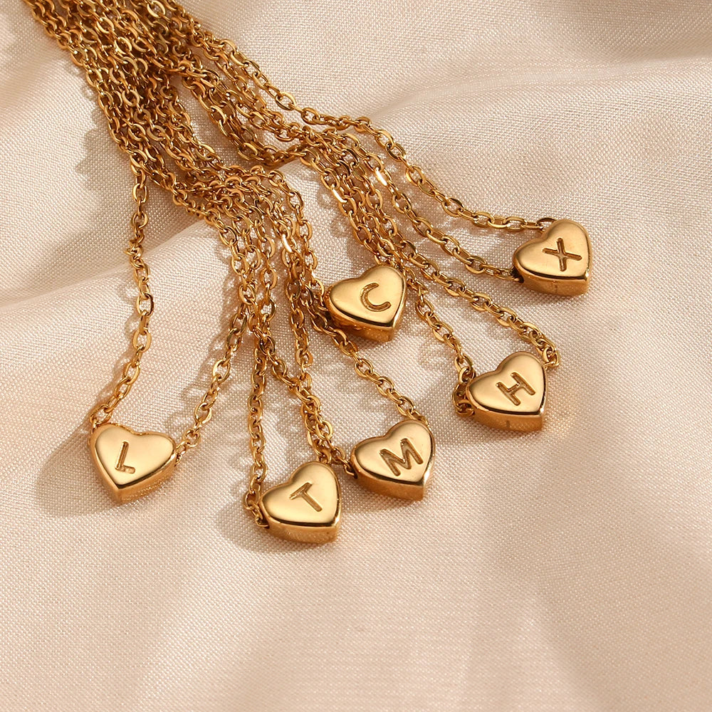 Small Heart Letter Necklace