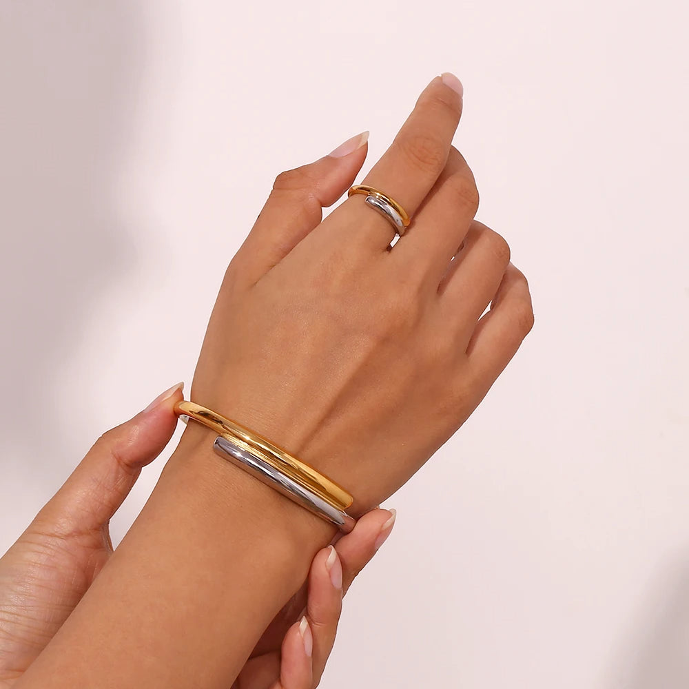 Dual Tone Cuff Bracelet