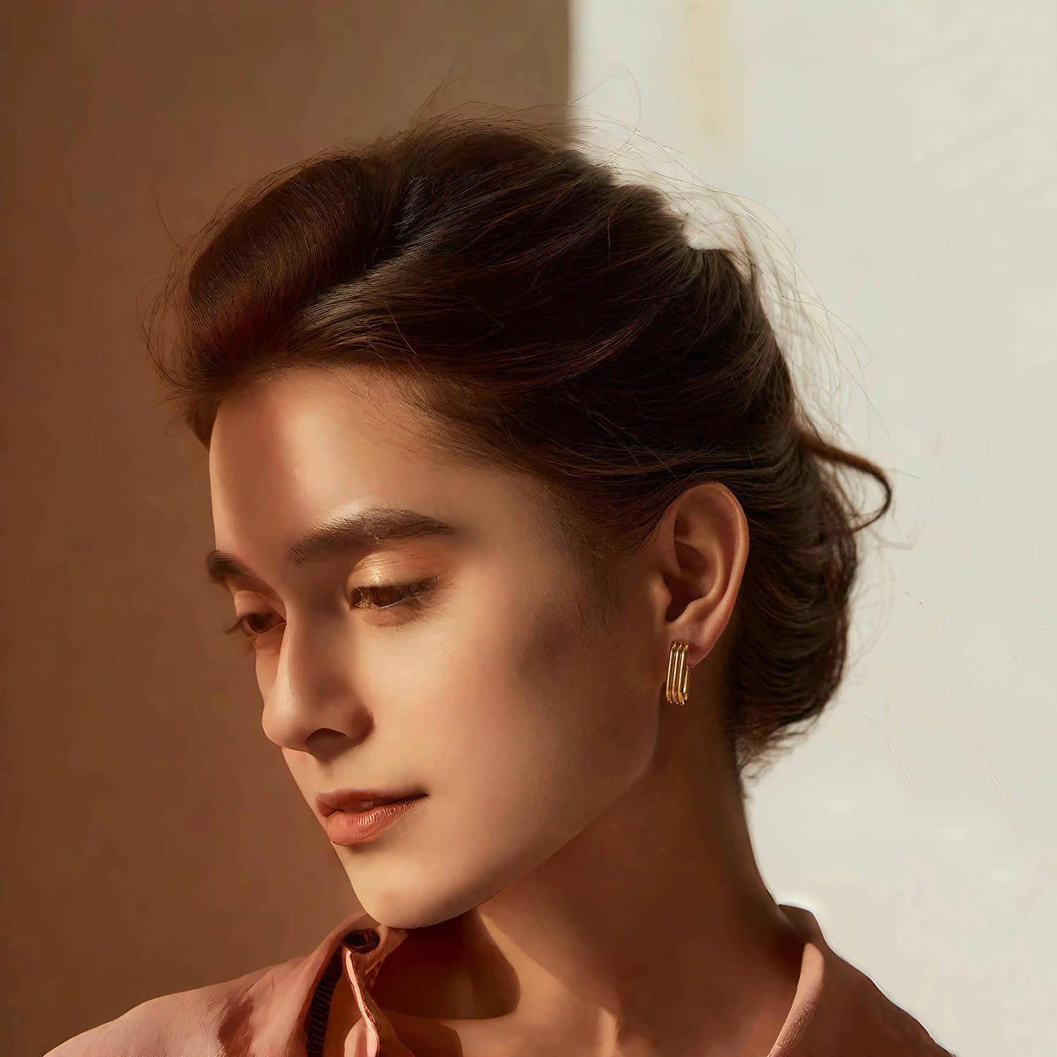 Trilayer J Shaped Earrings