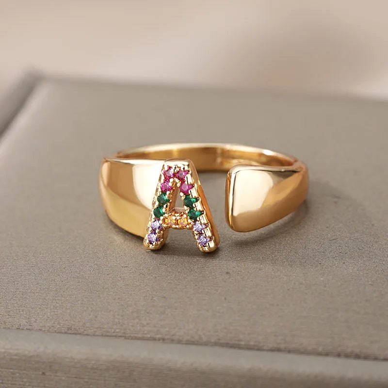 Rainbow Letter Ring