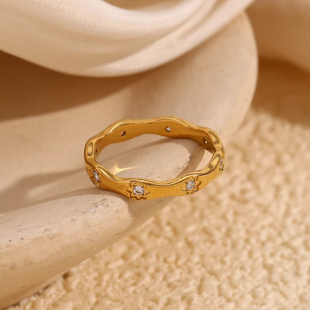 Rhinestone Eight Star Ring