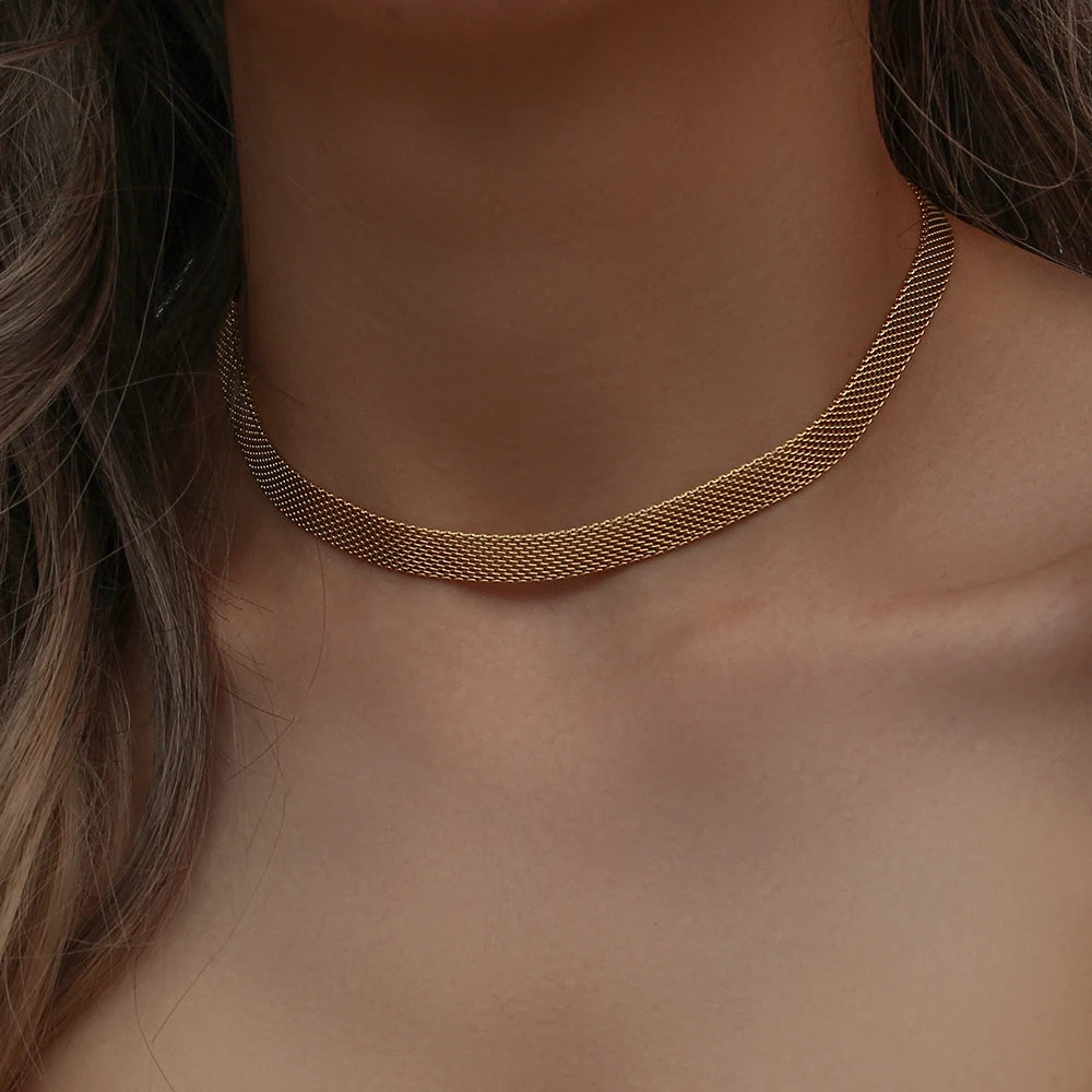 Gold Mesh Choker Necklace
