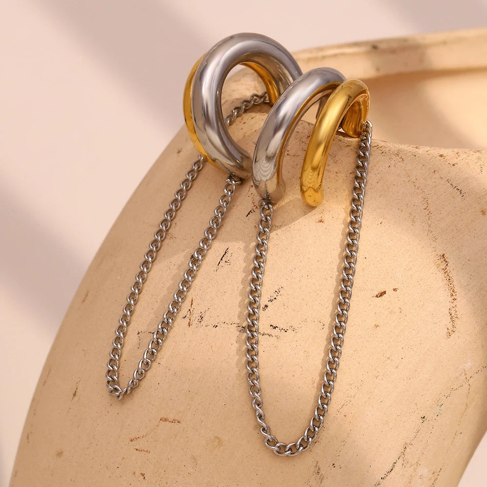 Dual Tone Chain Earrings
