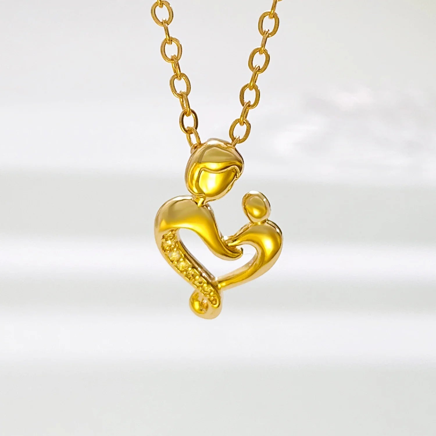 Mother-Child Heart Embrace Necklace