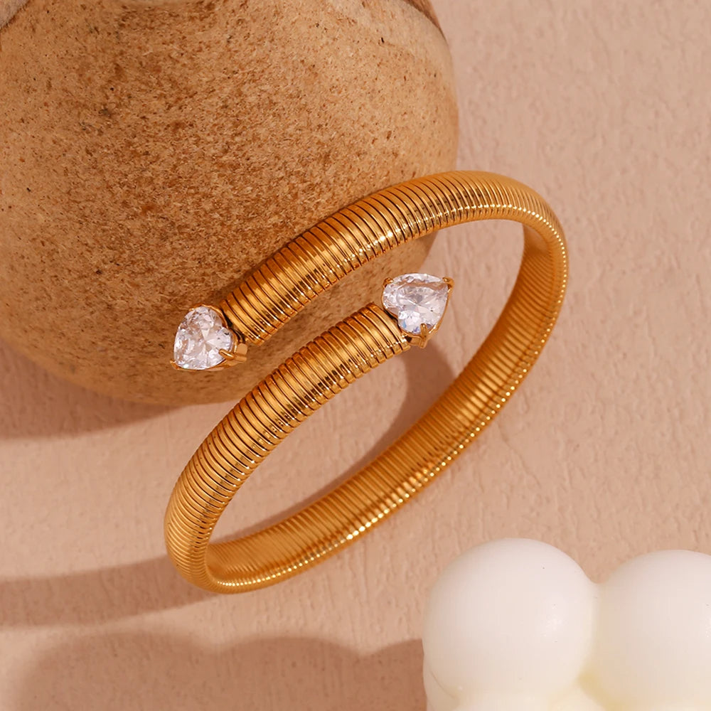 Striped Zircon Heart Bracelet