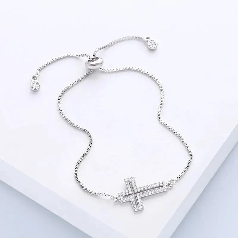 Rhinestone Cross Charm Bracelet
