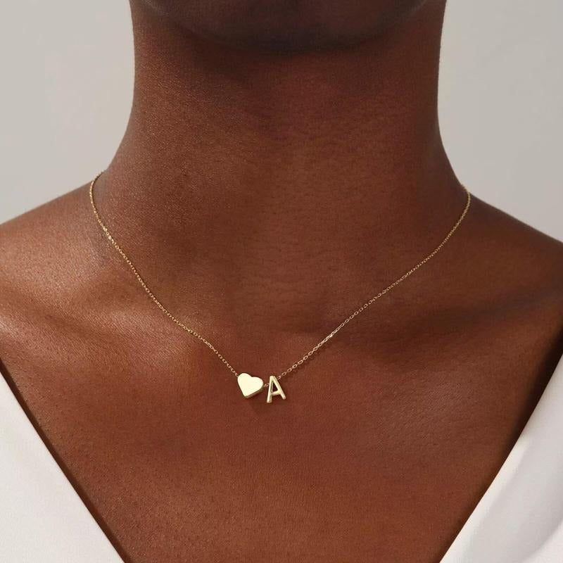 Dainty Heart Initial Necklace