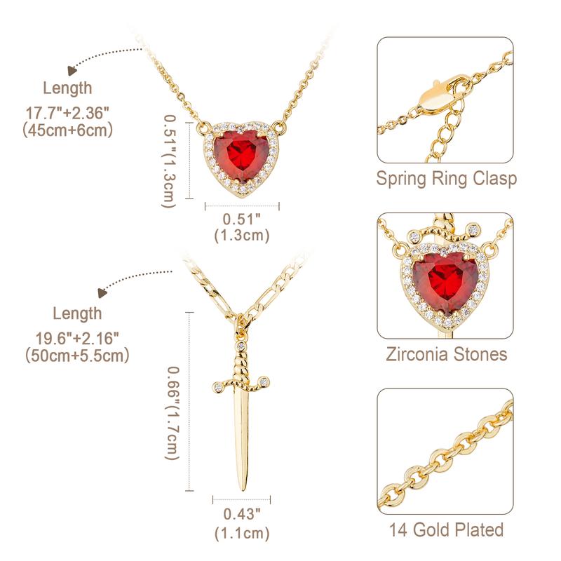 Heart & Sword Couple Necklace