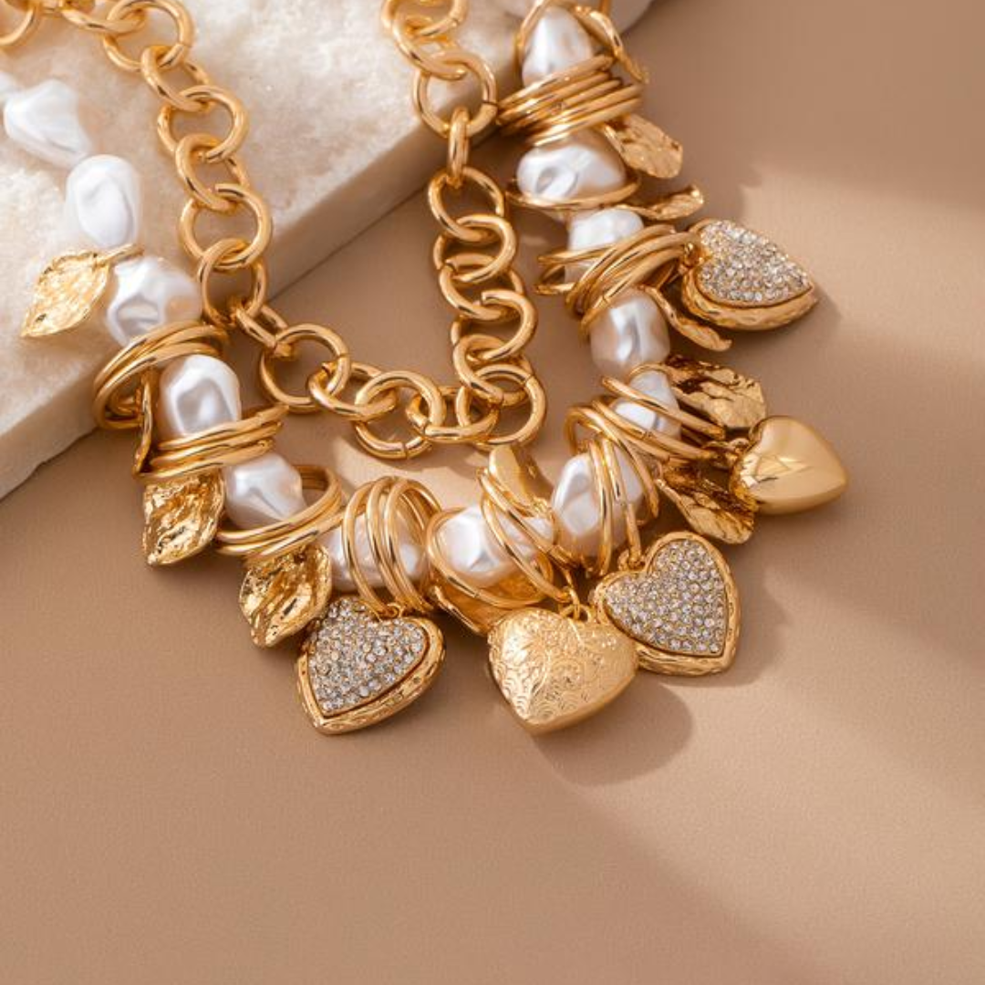Chunky Boho Hearts Necklace