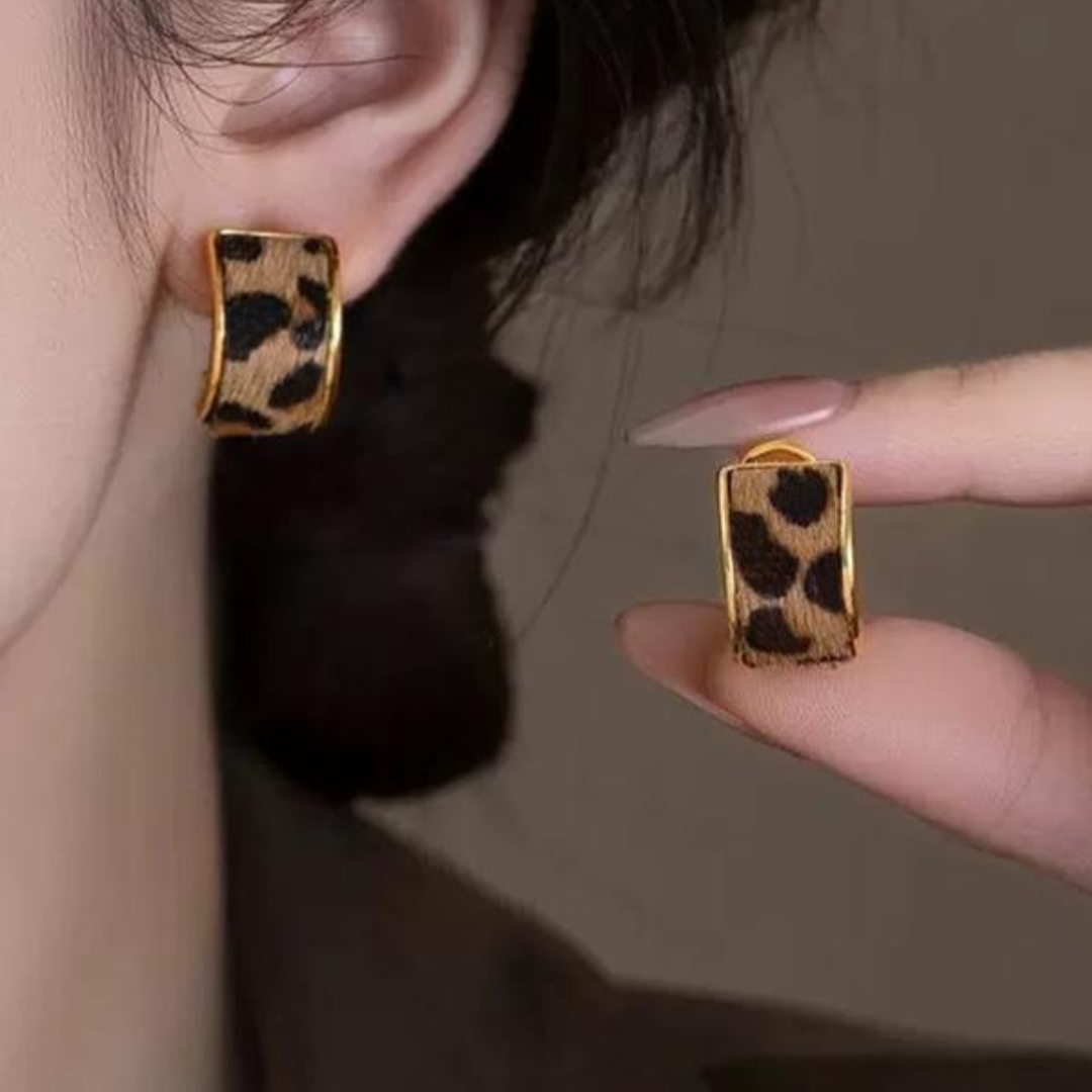 Leopard Print Hoop Earrings