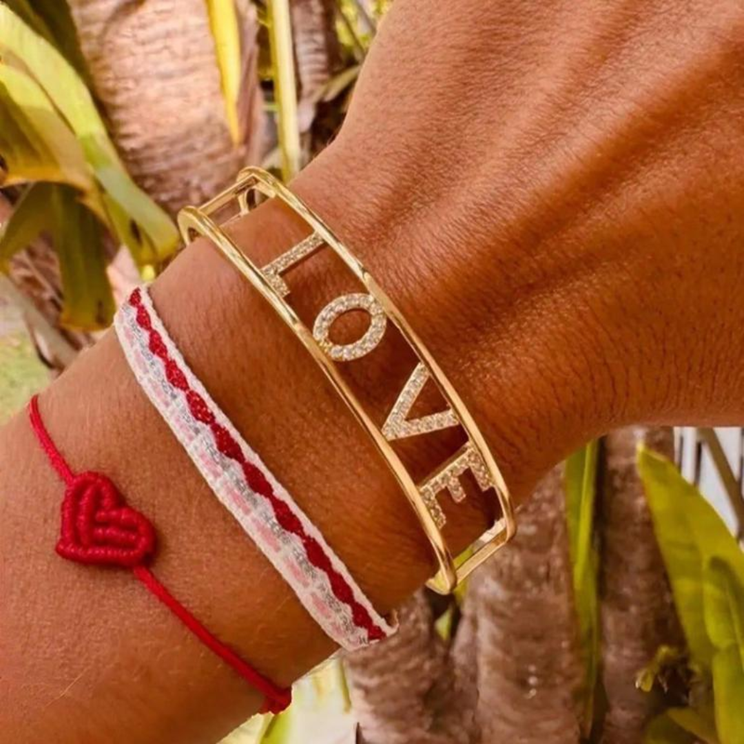 2 PCS Adjustable Woven Heart Bracelet