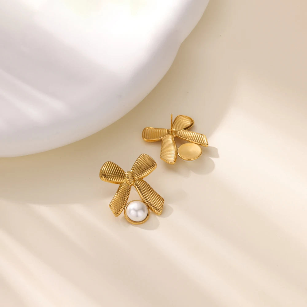 Bowknot Pearl Earrings