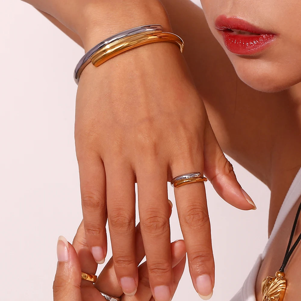 Dual Tone Cuff Bracelet