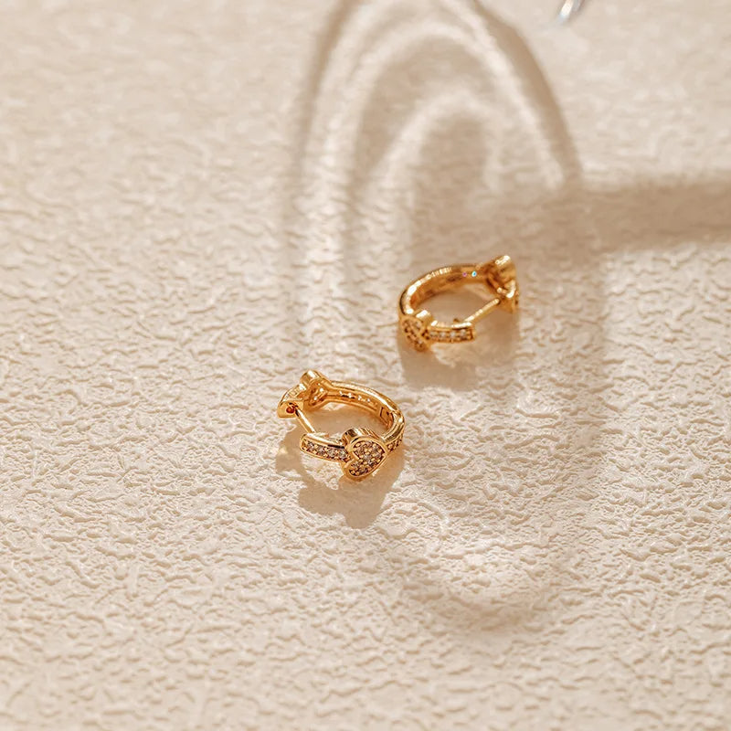 Inlaid Heart Hoop Earrings