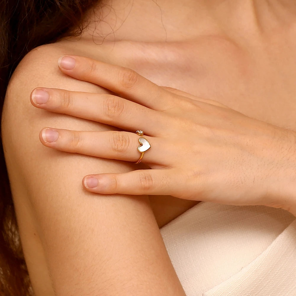 White Heart Ring