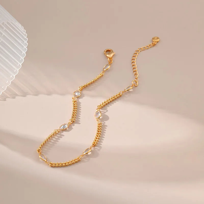 Oval Crystal Ankle Bracelet