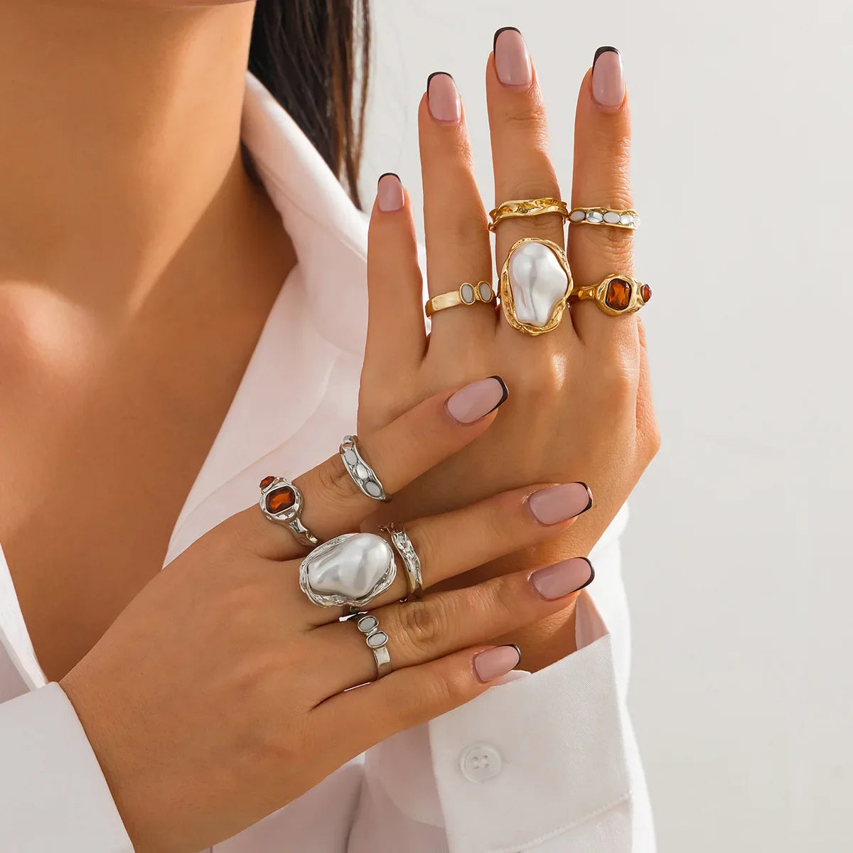 6 PCS Baroque Pearl Ring