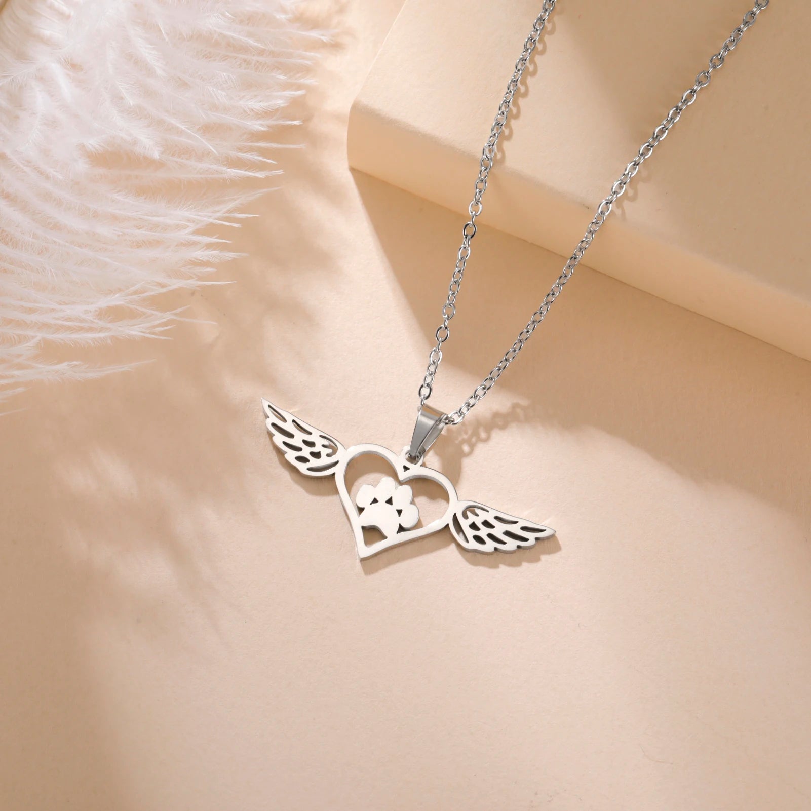 Paw Heart Wing Necklace