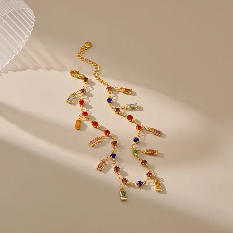 Colored Crystal Ankle Bracelet
