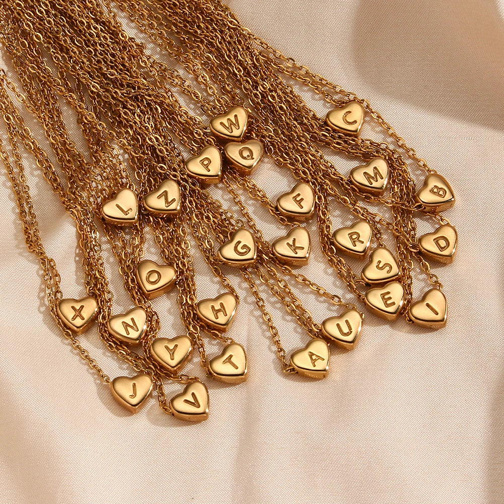 Small Heart Letter Necklace