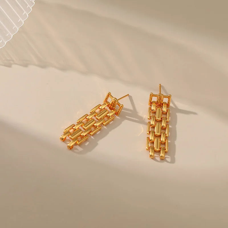 Long Woven Strap Earrings