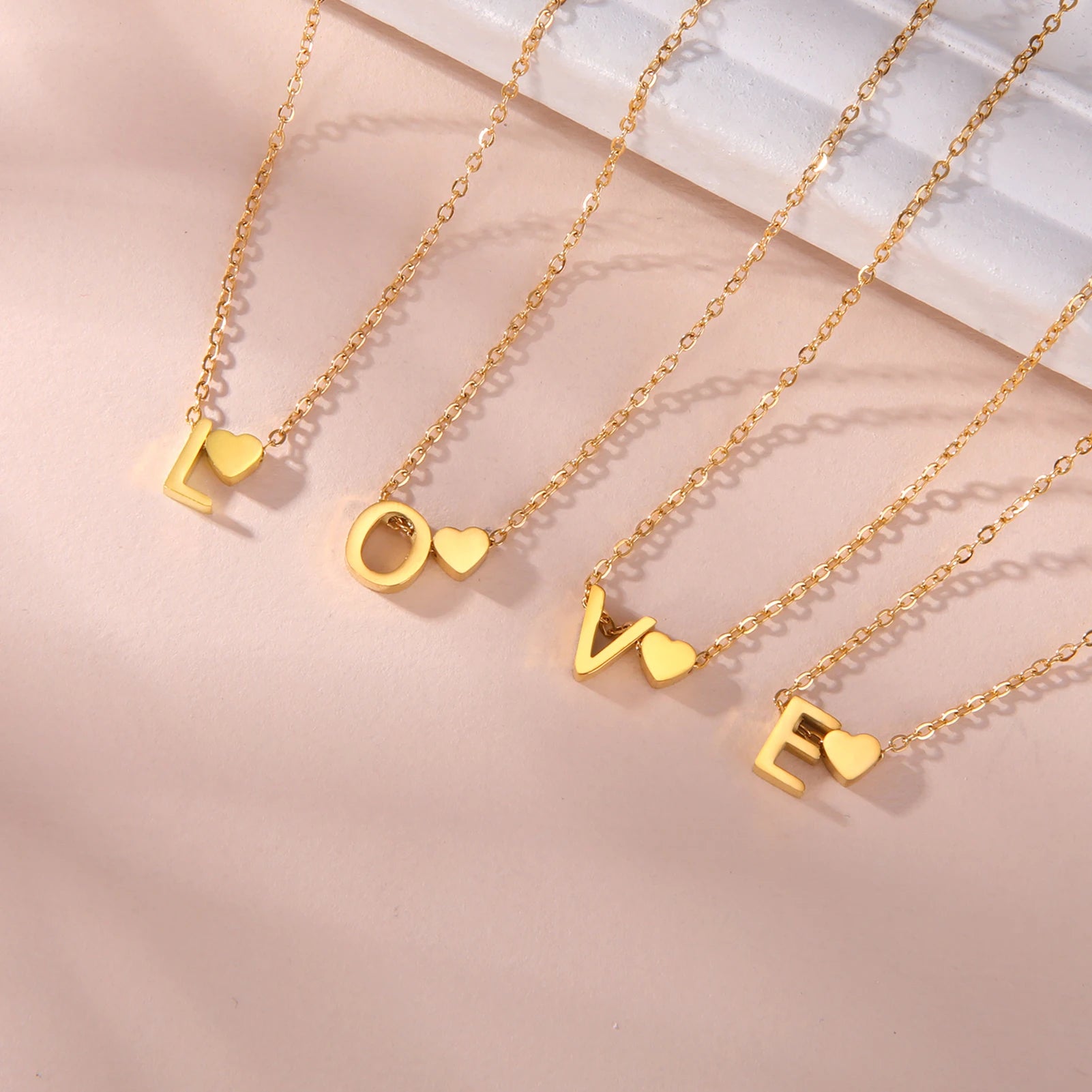 Dainty Heart Initial Necklace