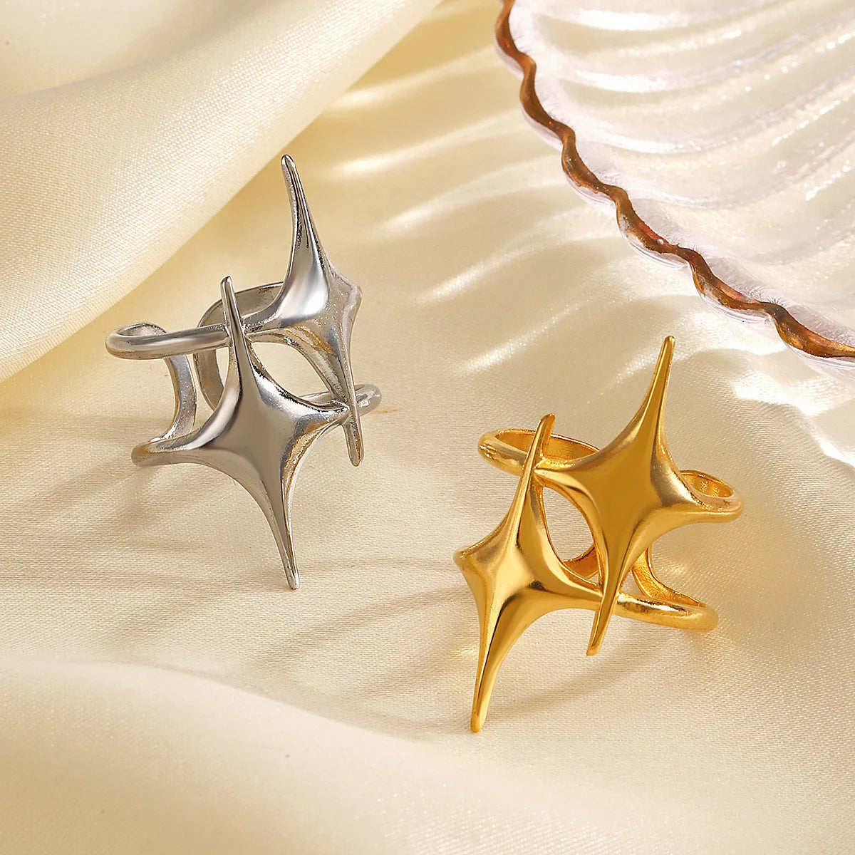 Cross Star Open Ring