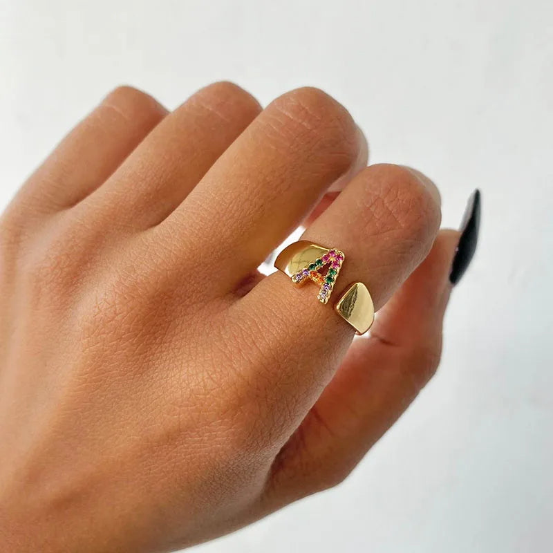 Rainbow Letter Ring