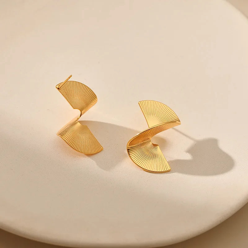 Gold Twisted Stud Earrings