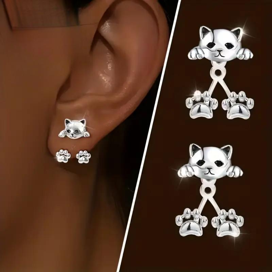 S925 Cat Paw Earrings
