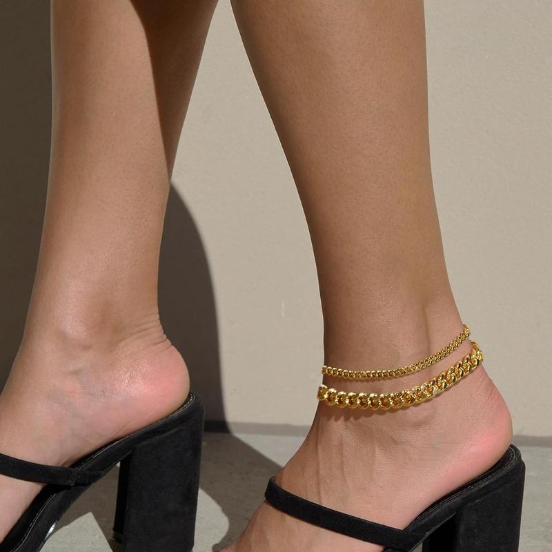 2 PCS 14K Chunky Link Anklets