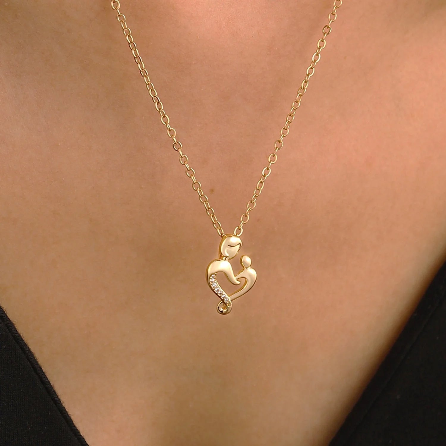 Mother-Child Heart Embrace Necklace