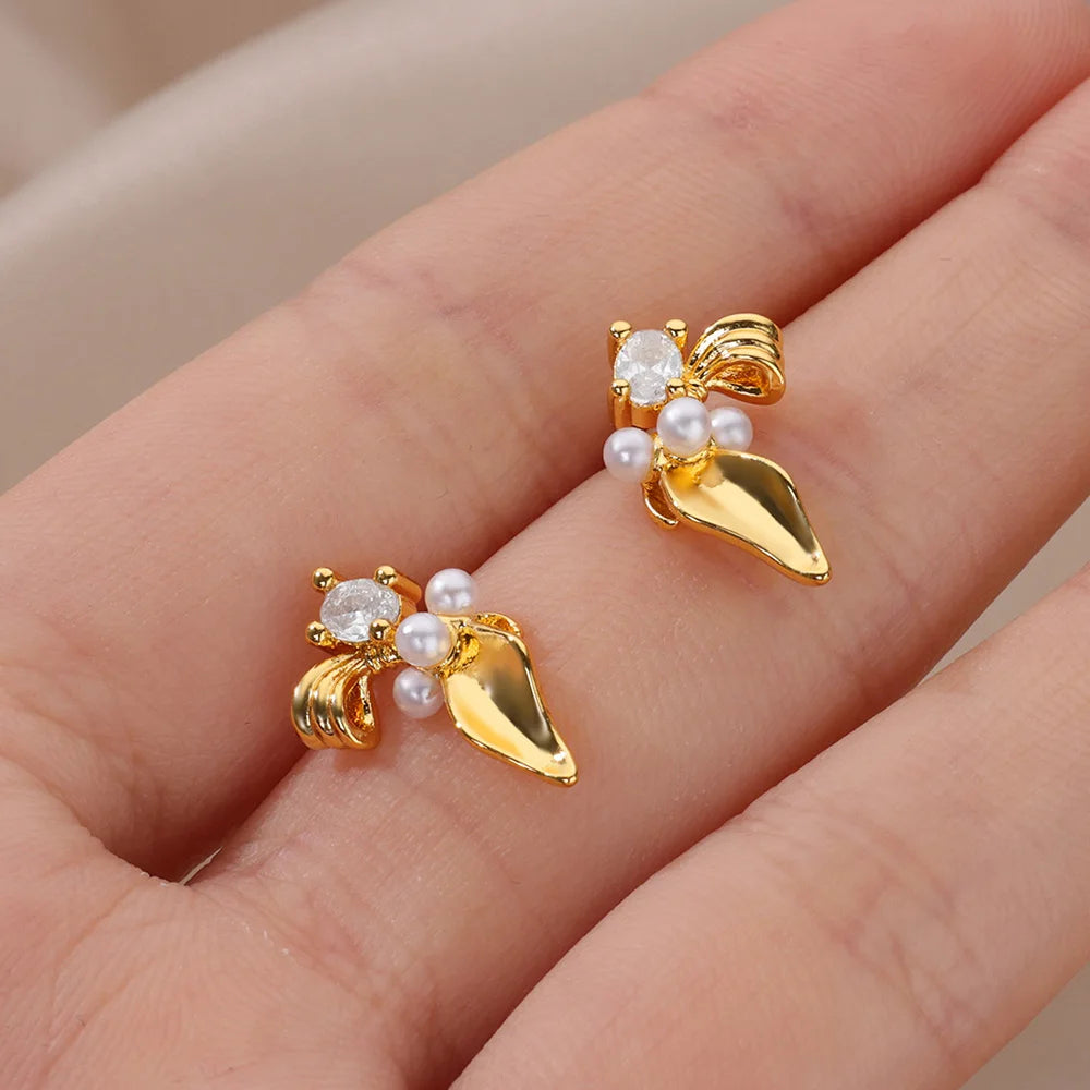 Zircon Pearl Earrings