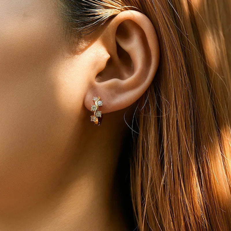 White Zirconia Hoop Earrings
