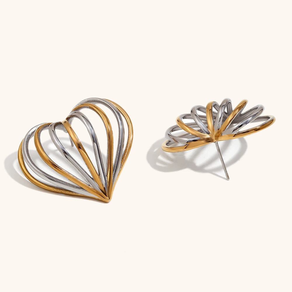 Striped Heart Earrings