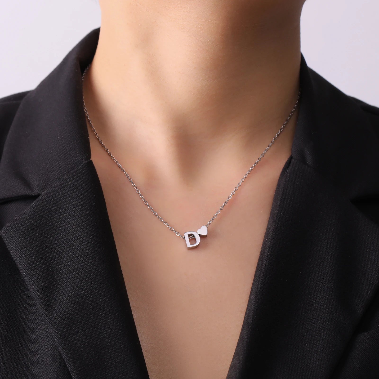 Dainty Heart Initial Necklace