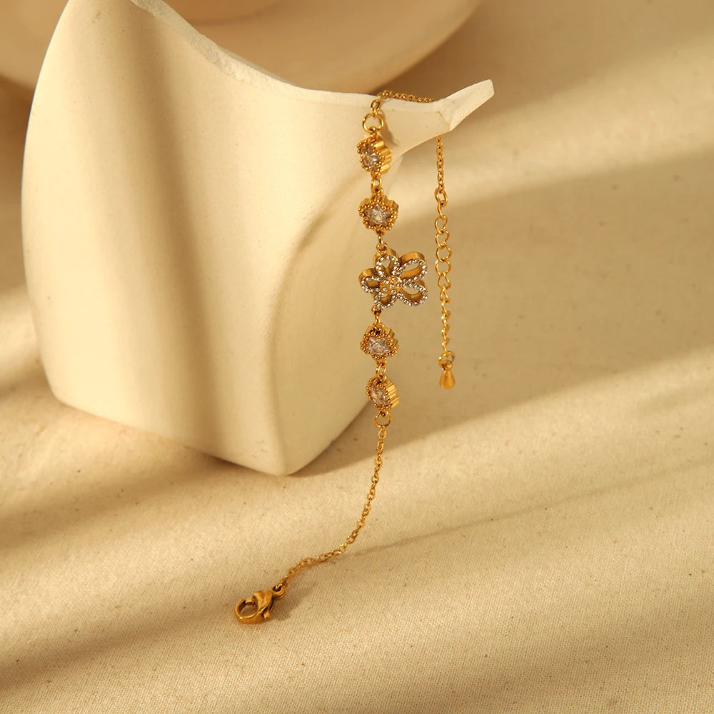 Paved Flower Charm Bracelet